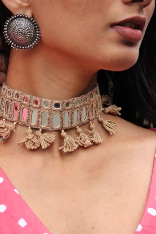 Kutchi Mirror Work Choker Necklace By Qurcha