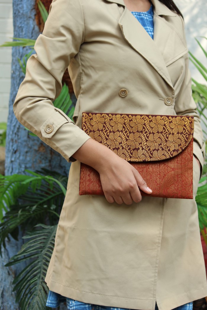 Vintage Ande' Brown Leather Clutch Evening Bag Purse Handbag | eBay