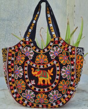 Kutchi Embroidered Tote Bag By Qurcha