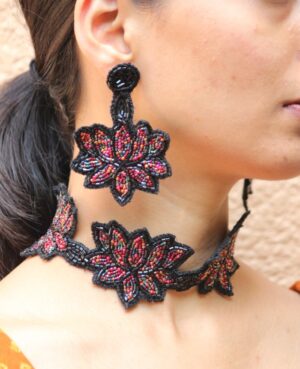 Handmade Hand Embroidered Earrings Choker By Qurcha