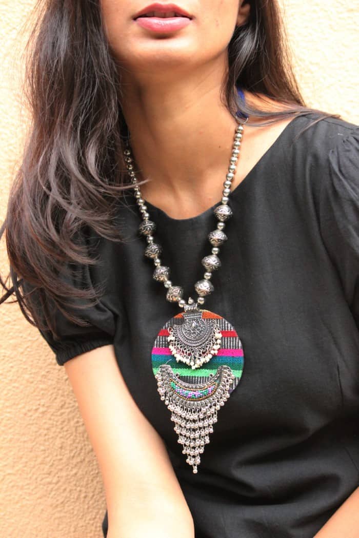 Hella Faishion Oxidized peacock long necklace,afghani boho tribal  jewelry,ghunghroo long chain necklace, statement neck